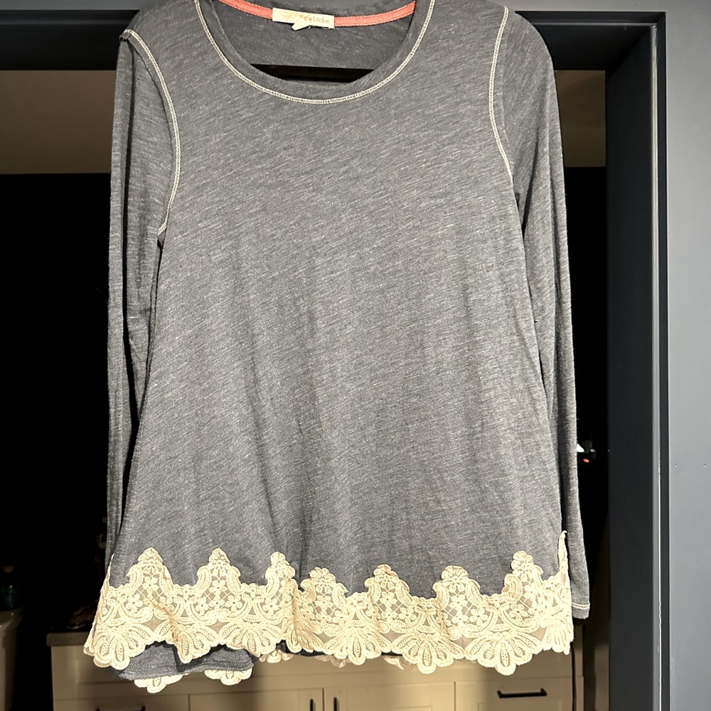 Lg Rewind Tunic Federal Blue long Tunic with lace,